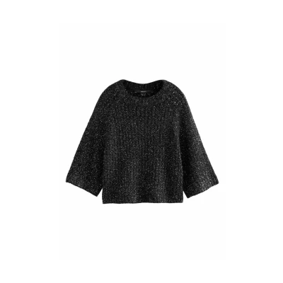 Abbildung von Next Sequin HALF Sleeve Strickpullover, Damen, Größe: MxR, Black sparkle