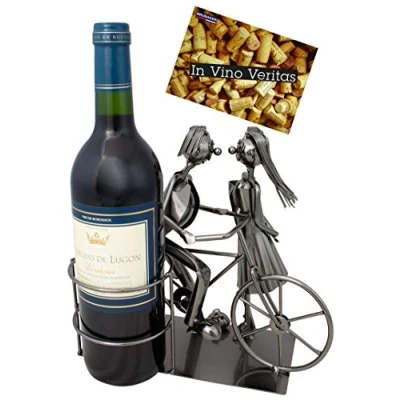 Abbildung von BRUBAKER Weinflaschenhalter Paar mit Fahrrad, (inklusive Grußkarte), Flaschenhalter, Metall Skulptur, romantisches Geschenk