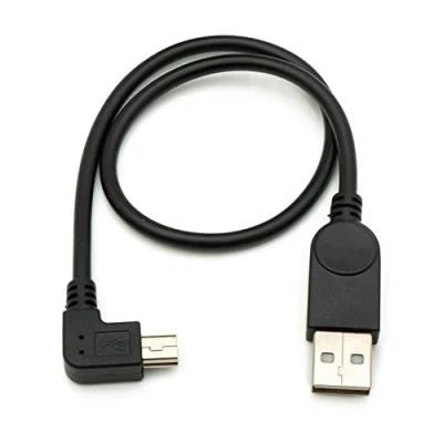 Abbildung von System S USB 2.0 Kabel 35 cm Mini B Buchse zu Typ A Stecker Adapter Winkel in Schwarz