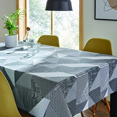 Abbildung von Catherine Lansfield Dining Larsson Geo Tischdecke, abwischbar, 132 x 178 cm, Grau