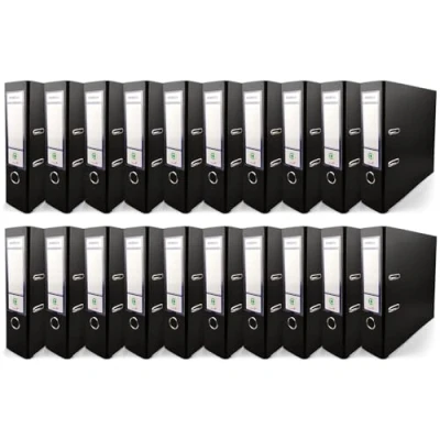 Abbildung von Netuno 20x Akten Ordner Schwarz DIN a4 Ekobox 2 Ring Mechanik Ringorder 8cm Kunststoff breit Büroordner Plastikordner Briefordner Ringmappe breiter Aktenordner PP farbig