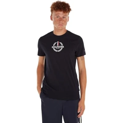 Abbildung von Tommy Hilfiger Global Stripe Wreath TEE Tshirt print, Herren, Größe: XS, Desert sky