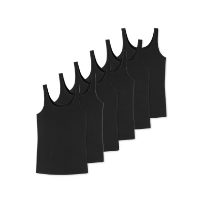 Abbildung von uncover by Schiesser 6ER PACK Basic Unterhemd/shirt, Damen, Größe: Small, Schwarz