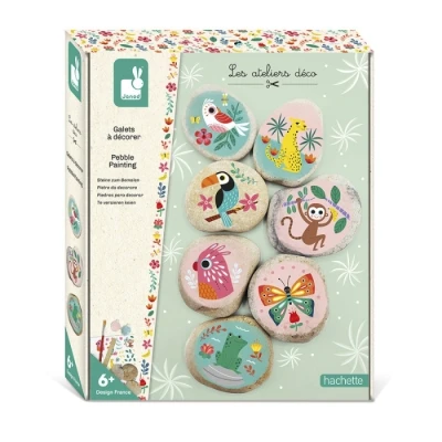 Abbildung von Janod Pebbles to Decorate Les Ateliers Déco Children’s Creative Leisure Kit Teaches Fine Motor Skills and Concentration Suitable for Ages 6 Up, J07922, Mittel