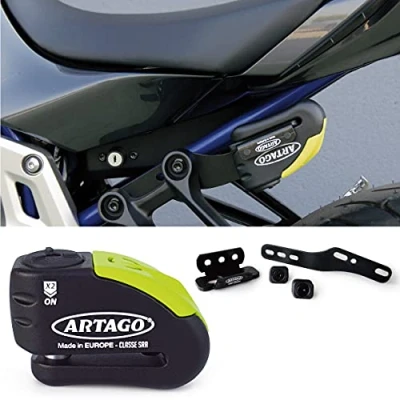 Abbildung von Artago 30X2 Hochwertiges Motorrad Bremsscheibenschloss Mit Alarm Don’t Touch 120dB, Transport Halterung für Yamaha MT 07 und Tracer 700, SRA Sold Secure Gold Zulassung, Bunker Selection, 14mm