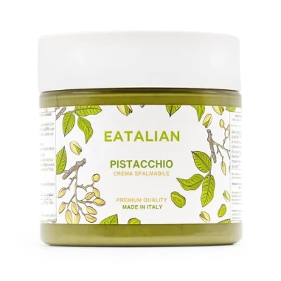 Abbildung von EATALIAN by AMZ BETTER Streichbare Pistaziencreme, Brotaufstrich, Protein, Pistazien creme Made in Italy, süßer Geschmack, Ideal für Brot und zum Füllen von Kuchen, 200 g