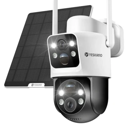 Abbildung von YESKANO 6MP Überwachungskamera Außen Solar,360 PTZ Kamera Überwachung mit Dual Objektiv,2K Kabellos WLAN Outdoor, PIR,Farbnachtsicht