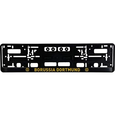 Abbildung von Borussia Dortmund BVB Kennzeichenverstärker/Nummernschildhalter ** Emblem mit Schriftzug 2er Set