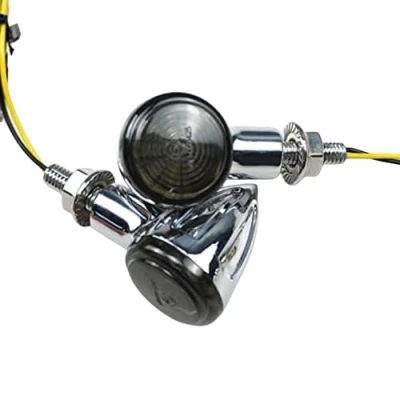 Abbildung von Motorrad LED Blinker für Honda Kawasaki Suzuki Yamaha Cruiser Chopper Bobber Cafe Racer CB400 200 GN125 Old School Custom (Chrom/Rauch)