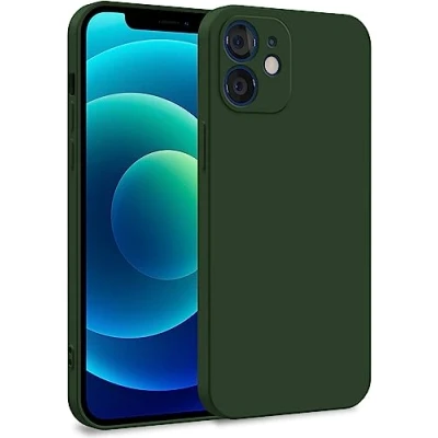 Abbildung von MyGadget Hülle kompatibel mit iPhone 12 Zweilagige Handyhülle Kameraschutz Cover Innenfutter &amp; Silikon außen Olive Grün