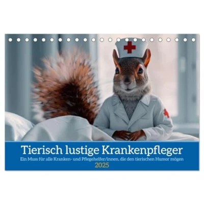 Abbildung von Tierisch lustige Krankenpfleger (Tischkalender 2025 DIN A5 quer), CALVENDO Monatskalender