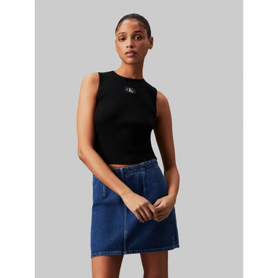 Abbildung von Calvin Klein Jeans Label TANK Top, Damen, Größe: 3XL, Ck black
