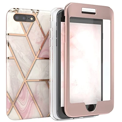 Abbildung von EAZY Case 360 Grad Hülle kompatibel mit iPhone 7 Plus / 8 Kameraschutz, Premium Full Cover, Displayschutz, Schutzhülle, Slimcover, Handyhülle, Komplett Schutz Rose Gold