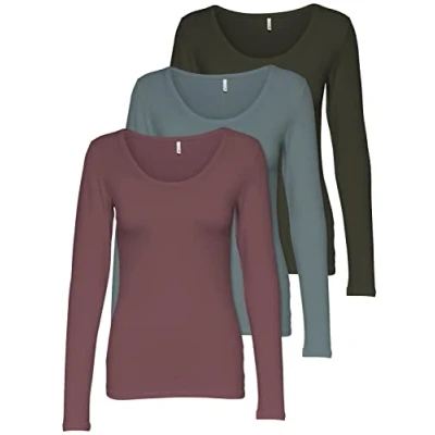 Abbildung von ONLY 3 PACK Langarmshirt, Damen, Größe: XS, Mix5 fn ss rb