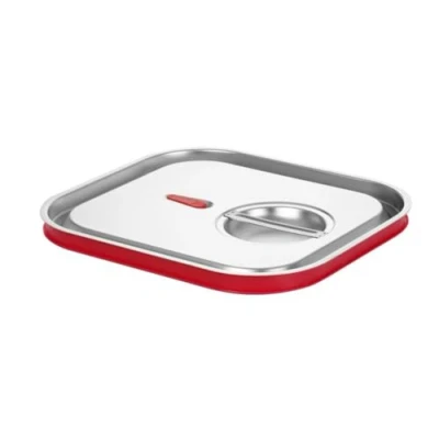 Abbildung von HENDI Gastronorm Deckel, für Gastronormbehälter, mit Silikonrand, Temperaturbeständig von 40 bis 300C, Heissluftöfen Chafing Dishes Bain Marie, Stapelbar, GN 2/3, 354x325mm, Edelstahl