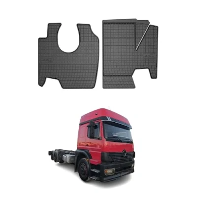 Abbildung von OMAC Gummi Fußmatten kompatibel mit Mercedes Axor 1999 2004 Automatten Schwarz 2tlg