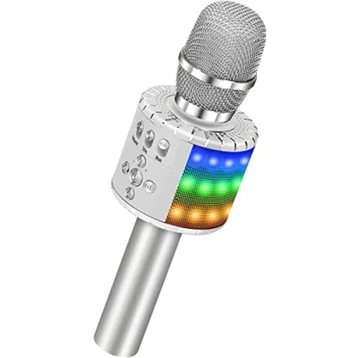 Abbildung von BONAOK Karaoke Mikrofon Kinder, Sing für Kinder,Heim KTV Bluetooth Maschine,Tragbarer Kinder Maschinen,Party Lautsprecher Smartphone PC(Q78 Siber)