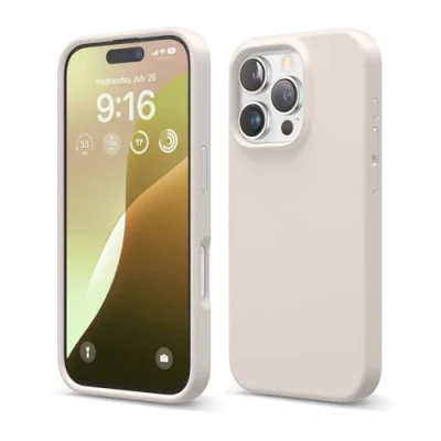 Abbildung von elago Premium Liquid Silikon Hülle Kompatibel mit iPhone 16 Pro Hülle, Ganzkörper Handyhülle, Stoßfest, Schlanke Kratzfester weicher Mikrofaser Innenfutter, 6.3 Zoll (Taupe)
