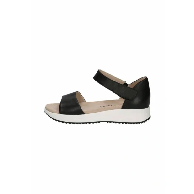 Abbildung von CAPRICE Damen Sandalen flach aus Leder Bequem, Schwarz (Black Nappa), 38 EU