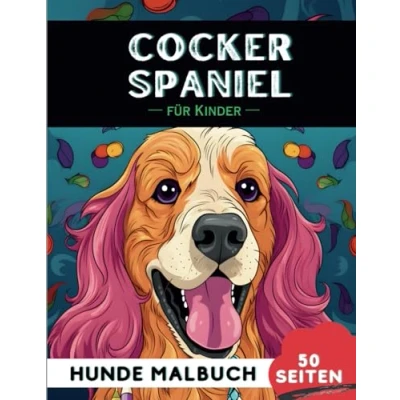 Abbildung von Cocker Spaniel Malbuch für Kinder: 50 Kreative, lustige und niedliche Hunde Malvorlagen Jungen Mädchen, das perfekte Geschenk Kinder (Lustige Hunderassen Malbücher Kinder)