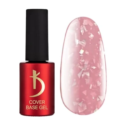 Abbildung von K Professional Base Coat Gel Cover Pink Beige Flakes Camouflage 7ml Unterlack UV Nagellack Nägel Rosa Flocken Tarnfarbe Glitzern Confetti LED