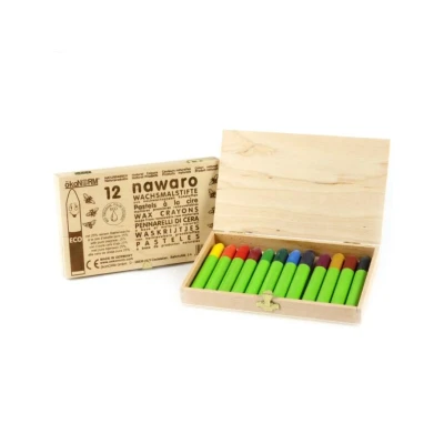 Abbildung von ökoNORM nawaro Wachsmalstifte Holzbox 12 Stück Geschenkbox