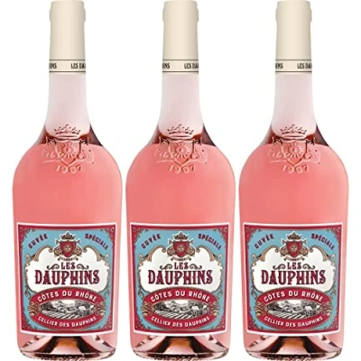 Abbildung von Les Dauphins Rosé Roséwein Wein Cuvée trocken Frankreich I Visando Paket (3 Flaschen)