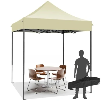 Abbildung von COBIZI 2x2M Faltpavillon Pavillon Wasserdicht Stabil Winterfest, Einfach Aufzubauendes Kommerzielles Hochleistungszelt, UV Schutz 50+ 3 Höhenverstellbar, Partyzelt mit Tragetasche, Khaki