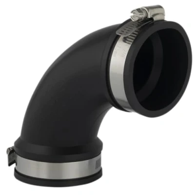 Abbildung von AquaForte PVC Elastomer, flexibler Bogen, 90 Grad, Ø 50 mm (Klemmbereich 44 mm), enorm flexibel!, schwarz
