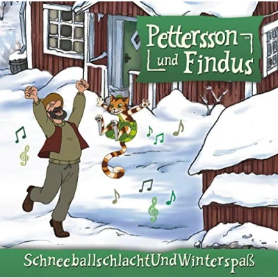 Abbildung von Pettersson und Findus Schneeballschlacht Winterspaß