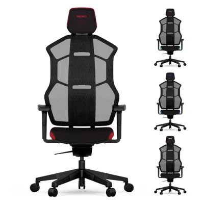 Abbildung von RECARO AER Essential Ergonomischer Gaming Chair Premium Polsterschaum ideal auch als Bürostuhl oder Schreibtischstuhl individuell einstellbar 150 Kg Ruby Red