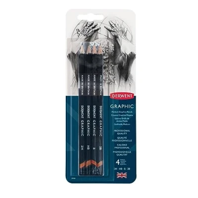 Abbildung von Derwent 39004 Graphic Medium Set, 2B, B, HB and 2H, 4 Stück