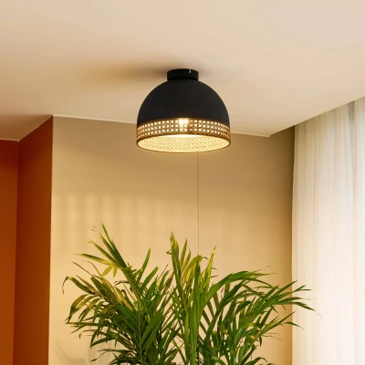Abbildung von Lindby Lonnaris Deckenlampe mit Rattan, fest