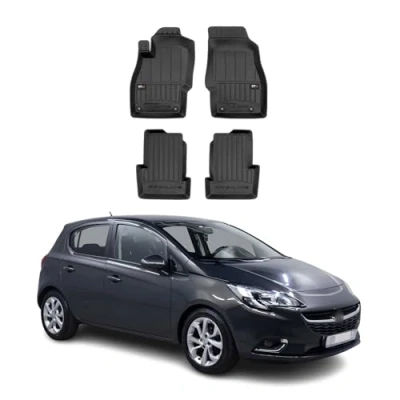 Abbildung von OMAC Gummi Fußmatten kompatibel mit Opel Corsa 2014 2019 Premium TPE Automatten Schwarz 4X