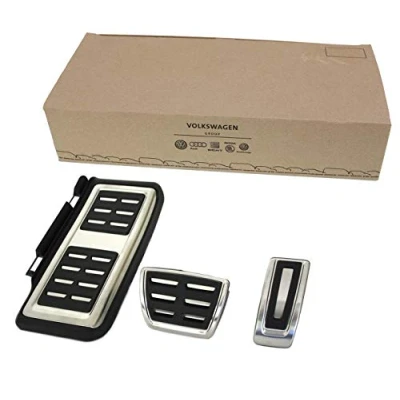 Abbildung von Original VW Audi Seat Skoda Pedalkappen DSG Golf 7 5G GTI Pedale Sportsvan A3 8V Fußstütze Octavia 5E Leon 5F Ateca Sportpedale Edelstahl Kappen S Tronic