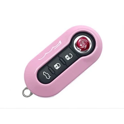 Abbildung von Nordecco Glänzende Schlüsselanhänger Schutzhülle für Fiat 500C 500 500L 500X Abarth Grande Punto Brava Panda Stilo Linea (Rosa)