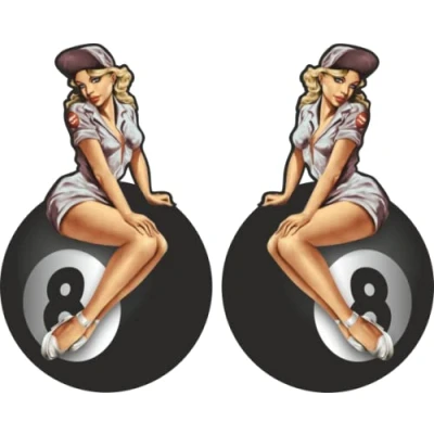 Abbildung von cut it folientechnik &amp; design MG310 / 2X 8 Ball Girl XL Aufkleber je 15x10cm Eightball Billiard Kugel Kult Sticker Old School Hot Rod Tuning Vintage Retro Pinup V8 USA Auto