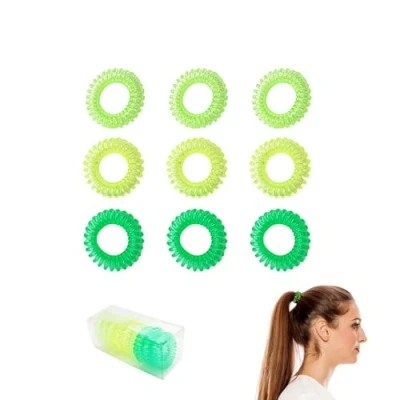 Abbildung von TUKEVA 9 Stück Buntes Spiral Haargummi Telefonkabel Elastisch Haarband Spirale Haar Bunt mehrfarbig Stirnband Haarschmuck elastische Bänder für Frauen und Mädchen (Grün)