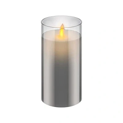 Abbildung von Goobay 60372 LED Echtwachskerze im Glas / 15cm hoch Flammenlose Kerzen mit beweglicher Flamme Batteriebetriebene Tisch Deko Timer