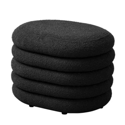 Abbildung von SVITA Blossom S Hocker mit Stauraum Sitzhocker Ottomane Boucle Polster Schwarz