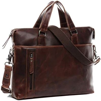 Abbildung von BACCINI Laptoptasche Leder Businesstasche Unisex LEANDRO, 15,4 Zoll, Aktentasche Echtleder Damen Herren braun