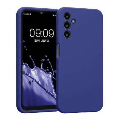 Abbildung von kwmobile Handyhülle kompatibel mit Samsung Galaxy A14 5G Hülle gummierte Handy Case aus Silikon in Blauviolett