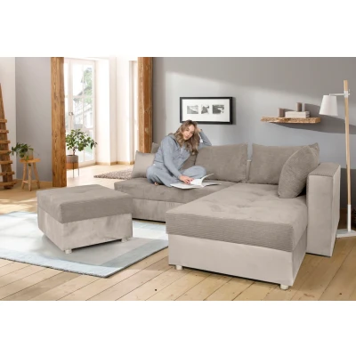 Abbildung von COLLECTION AB Ecksofa &quot;30 Jahre Jubiläums Modell Italia L Form&quot;, mit Bettfunktion und Bettkasten, in Cord Samt Mix