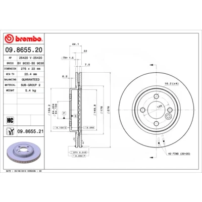 Abbildung von BREMBO COATED DISC LINE 09.8655.21 Bremsscheibe 276 22 4 innenbelüftet beschichtet hochgekohlt MINI: Schrägheck, Cabrio