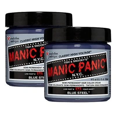 Abbildung von Manic Panic Blue Steel Classic Creme, Vegan, Cruelty Free, Semi Permanent Hair Dye 2 x 118ml