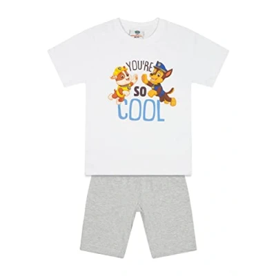 Abbildung von Paw Patrol Rubble und Chase Sommer Schlafanzug Shorty Pyjama Set kurz, Größe Kids:110 116