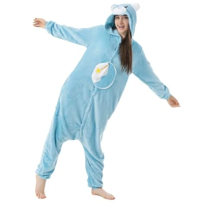 Abbildung von Katara Partyanzug Glücksbärchis Jumpsuit Onesie für Erwachsene S XL, Karneval Kostüm, Kigurumi Glücksbärchi Kleeblatt grün M (155 165cm)