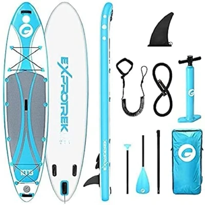 Abbildung von Exprotrek Stand Up Paddling Board, aufblasbares SUP Paddle Board Set, 6 Zoll dick für alle Schwierigkeitsgrade mit Aluminiumpaddel(200KG MAX), Blue