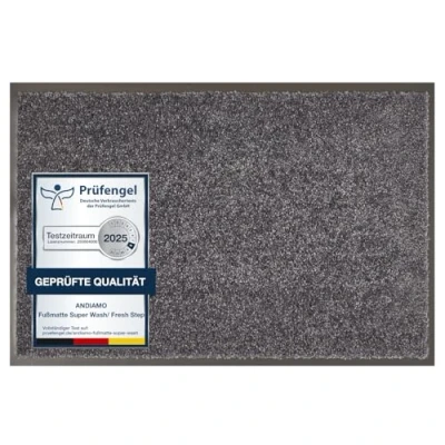 Abbildung von andiamo Fußmatte Waschbar Türmatte Sauberlaufmatte für Innen und überdachte Außenbereiche mit rutschhemmender Rückseite Fußabtreter 40 x 60 cm grau