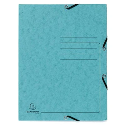 Abbildung von Exacompta 55422E Premium Einschlagmappe. Made in Germany. Aus extra starkem Colorspan Karton mit 3 Innenklappen und 2 Gummizügen DIN A4 Juris Mappe Sammelmappe für Büro Schule türkis
